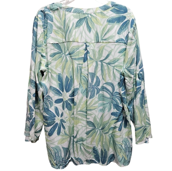 Anne Carson Women's Tropical Floral Bell Sleeve Tunic Blouse NWT Size Small - Picture 5 of 12